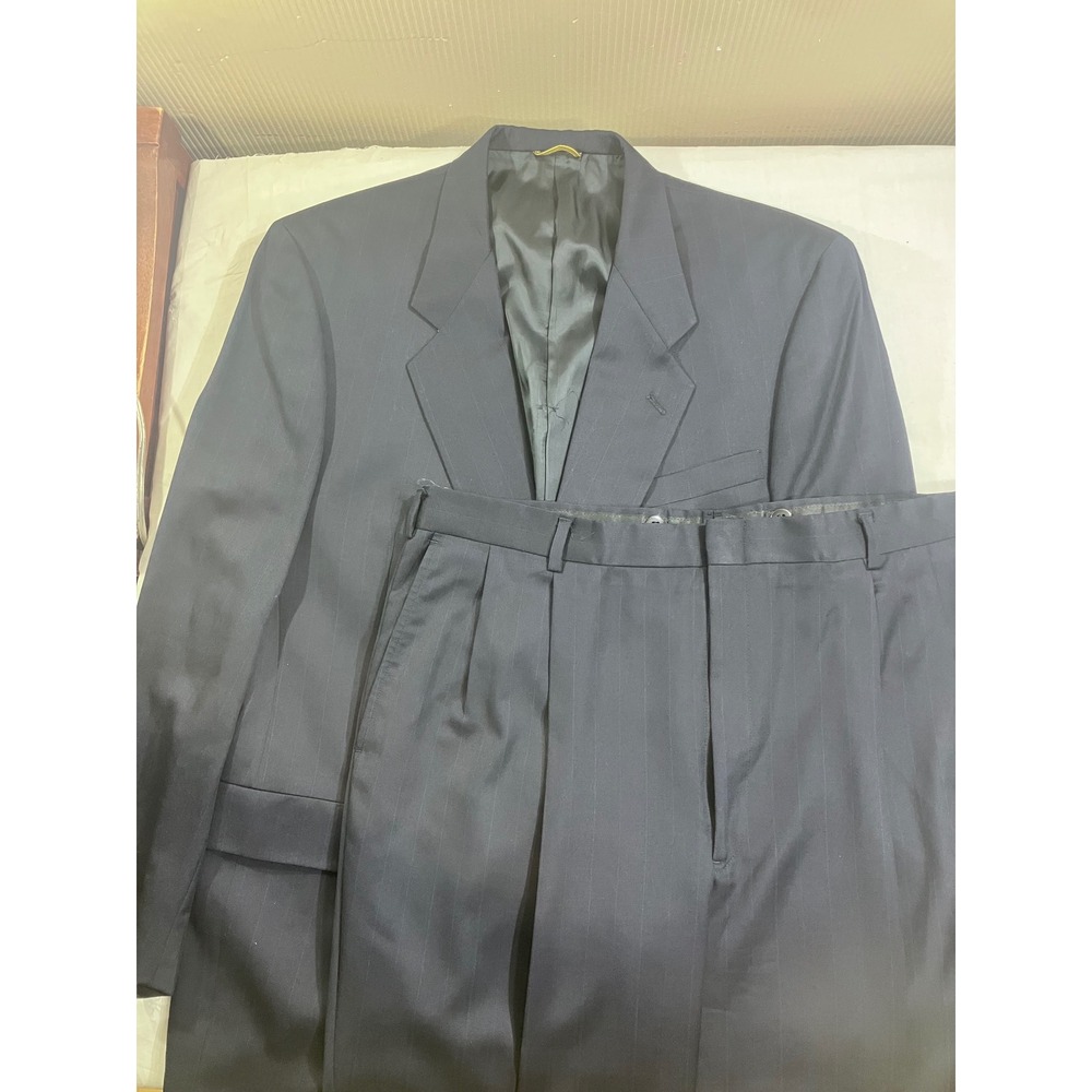 Hart Schaffner Marx Gold Trumpeter Navy Pinstripe Wool Suit 46L 37x31 Dillard's